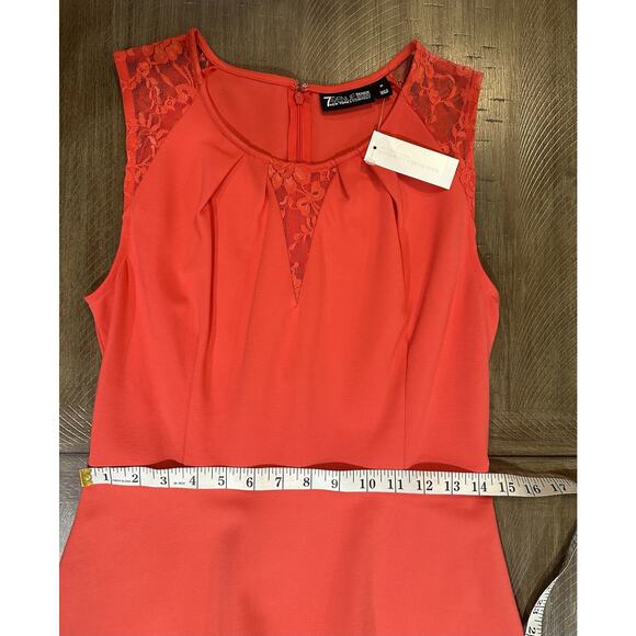 NWT New York & Company Red Lace Peplum Holiday Top Sleeveless Blouse Medium NEW - Picture 9 of 15